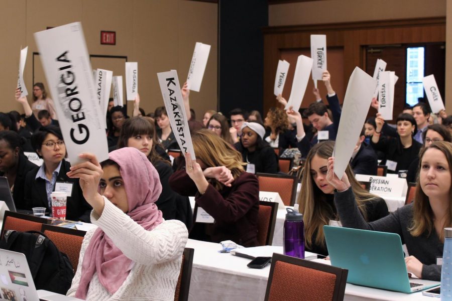 Group of students at a Model UN training workshop